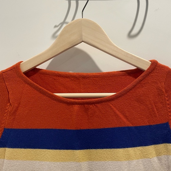 Cashmere and Wool Blend Colorful Striped Women's Sweater - Picture 3 of 7